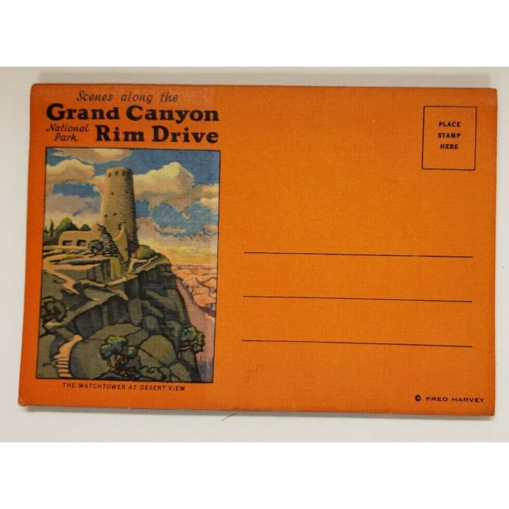 Grand Canyon Rim Drive,  Postcard folder, 1930s, (PA60)
